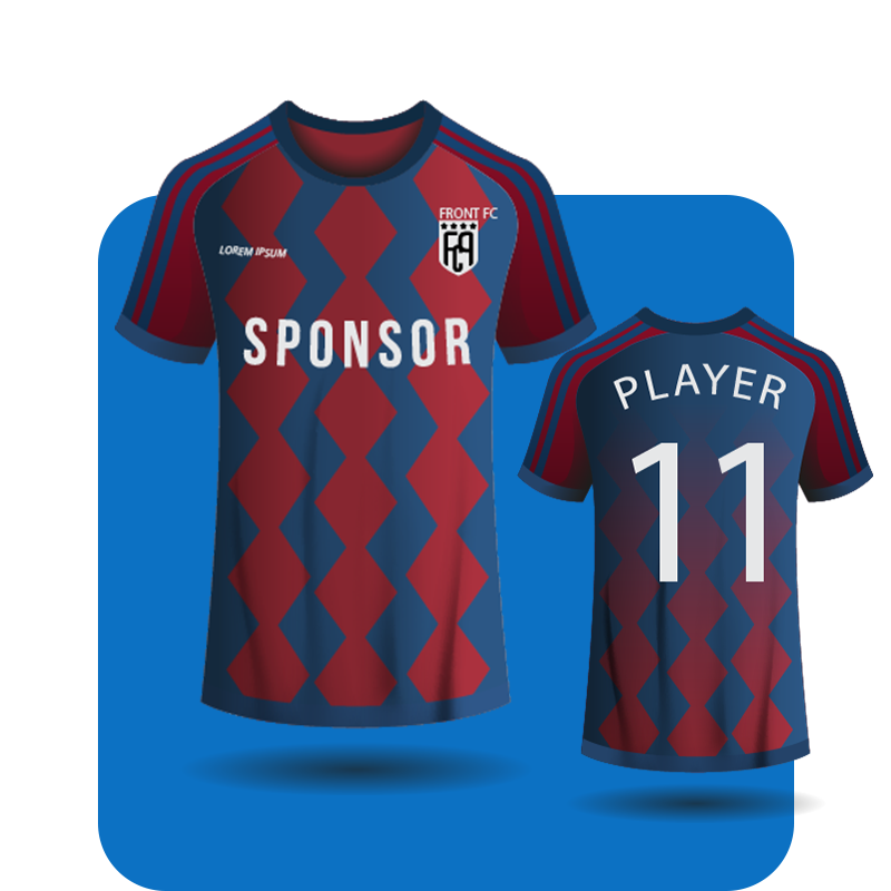 Camiseta deportiva azul sublimada con diseño personalizado