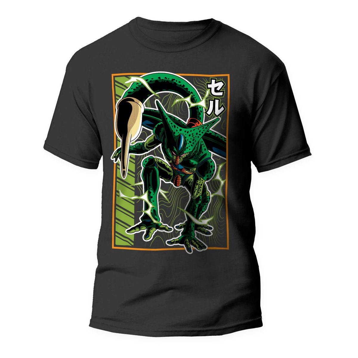 Polera negra estampada con diseño ilustrado full color